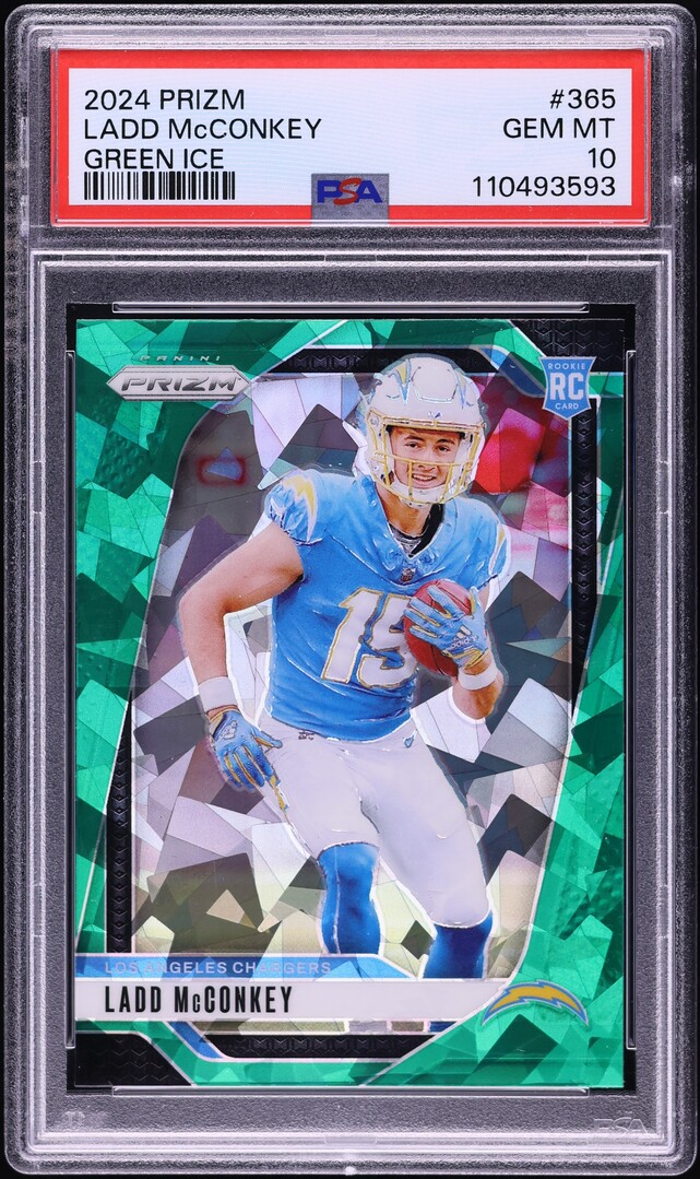 2024 Panini Prizm Green Ice Ladd McConkey ROOKIE #365 PSA 10 GEM MINT