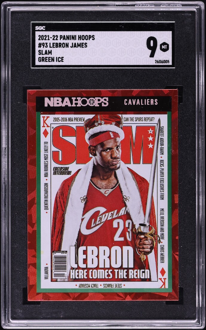 2021 Hoops Slam Green Ice LeBron James #93 SGC 9 MINT