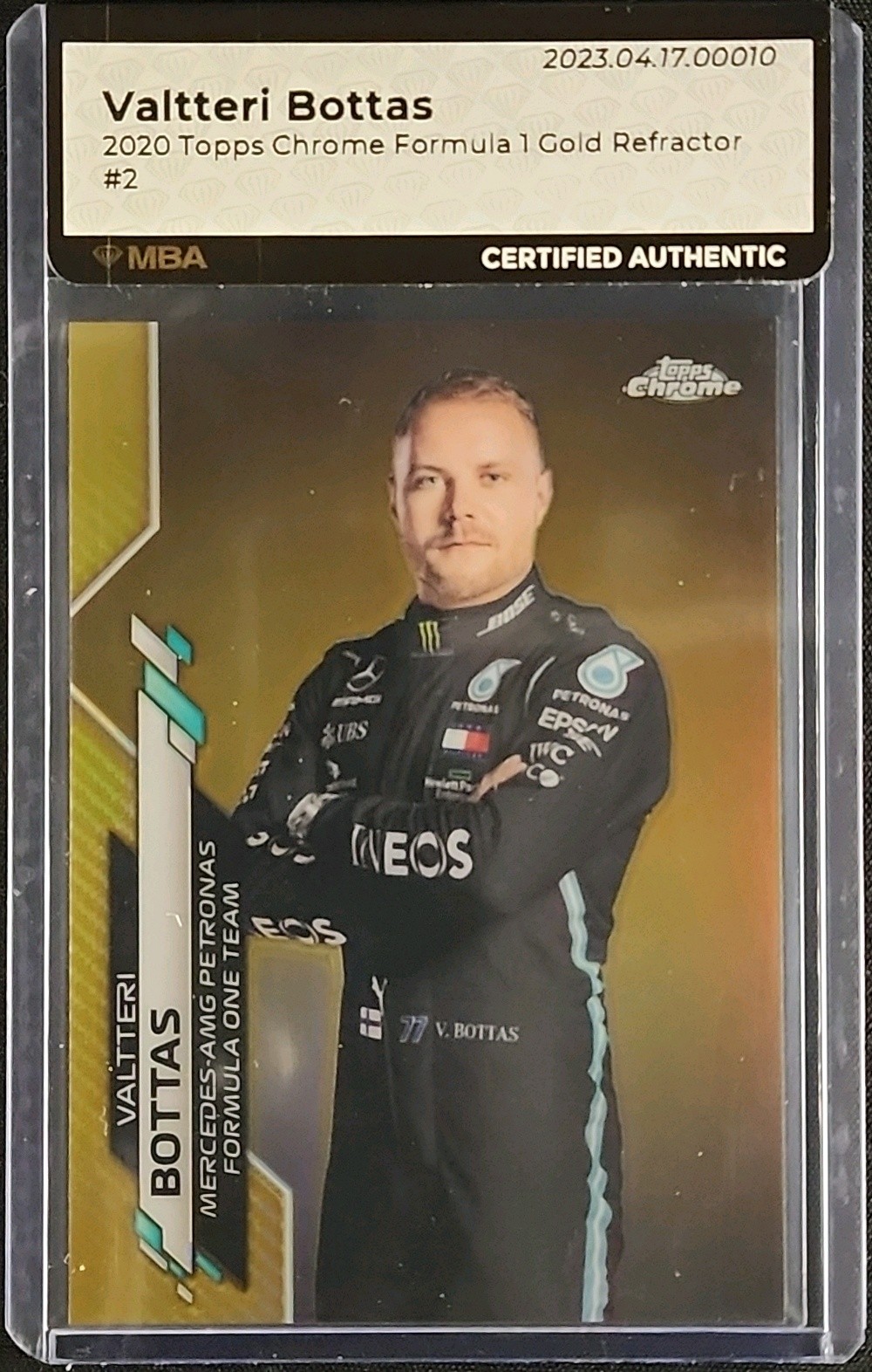 2020 Topps Chrome Formula 1 F1 Gold Refractor Valtteri Bottas /50 #2 MBA AUTH