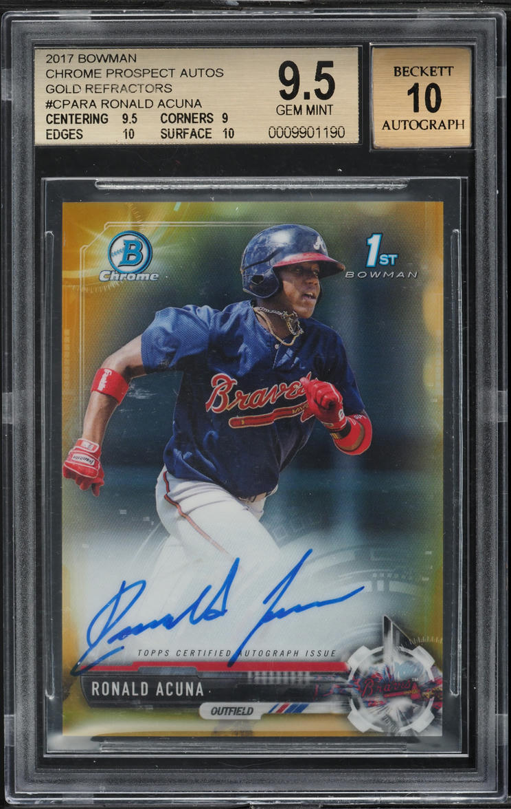 2017 Bowman Chrome Gold Refractor Ronald Acuna PROSPECT AUTO /50 BGS 9.5
