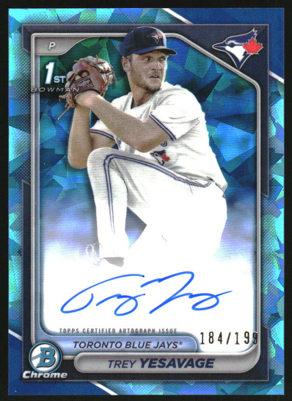 2024 Bowman Draft Sapphire Chrome Autographs #CPA-TY Trey Yesavage RC Auto /199