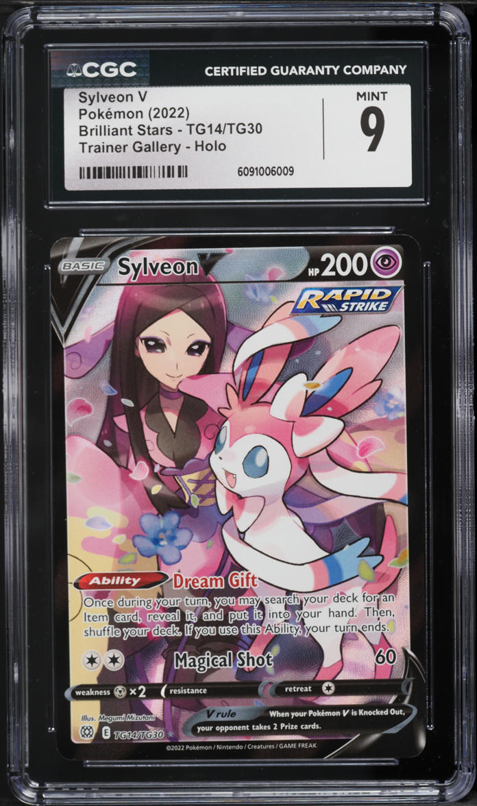 2022 Pokemon Sword & Shield Brilliant Stars CHR Sylveon V #TG14 CGC 9 MINT