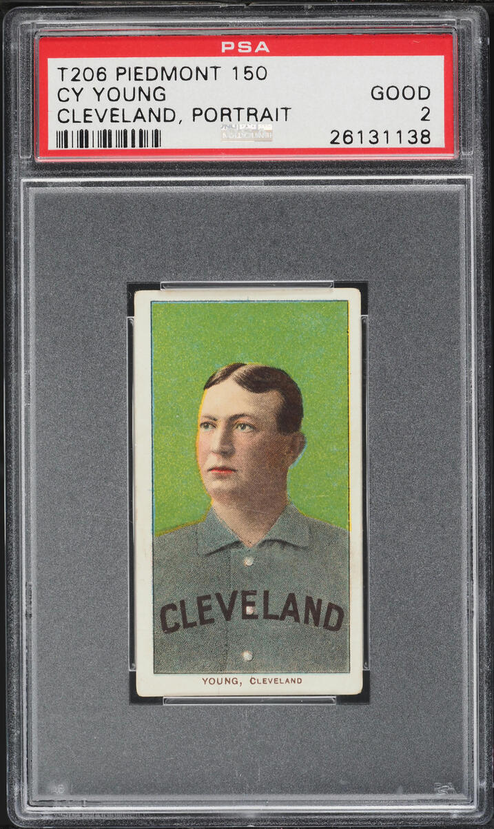 1909-11 T206 Cy Young CLEVELAND, PORTRAIT, PIEDMONT PSA 2 GD