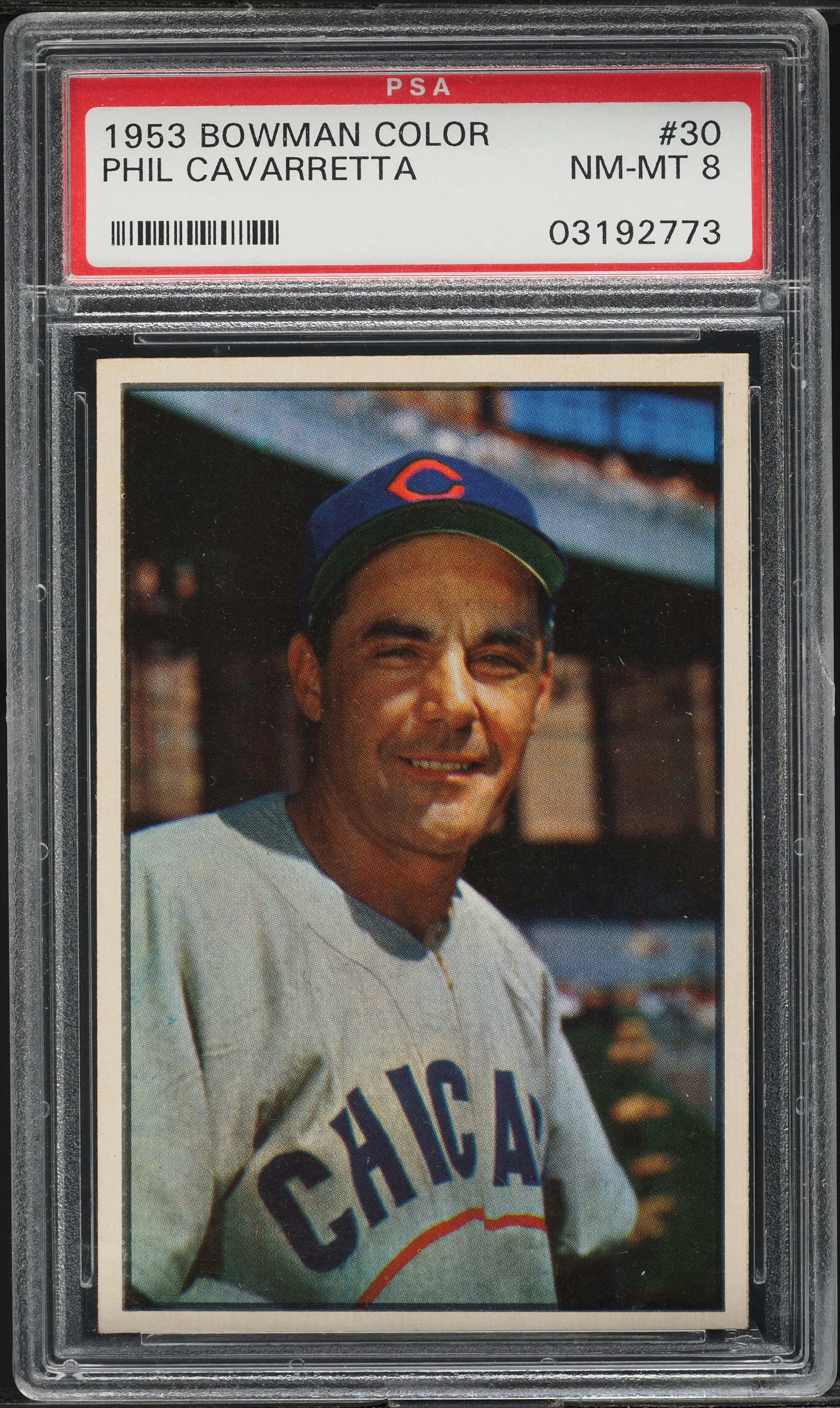 1953 Bowman Color SETBREAK Phil Cavarretta #30 PSA 8 NM-MT