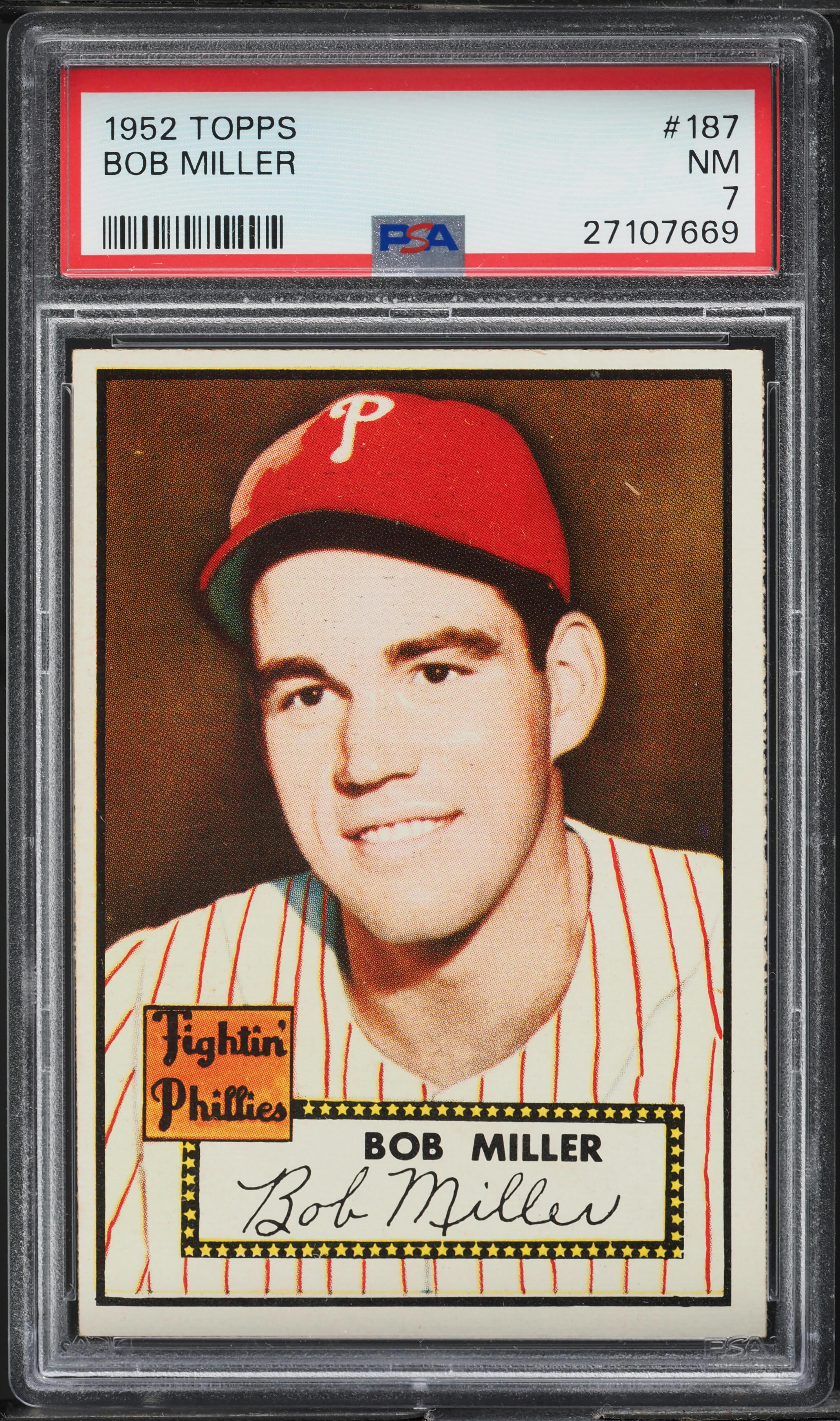 1952 Topps Bob Miller #187 PSA 7 NRMT