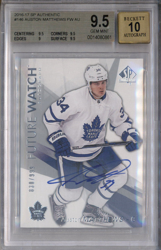 2016 SP Authentic #146 Auston Matthews Rookie Autograph RC Auto /999 BGS 9.5