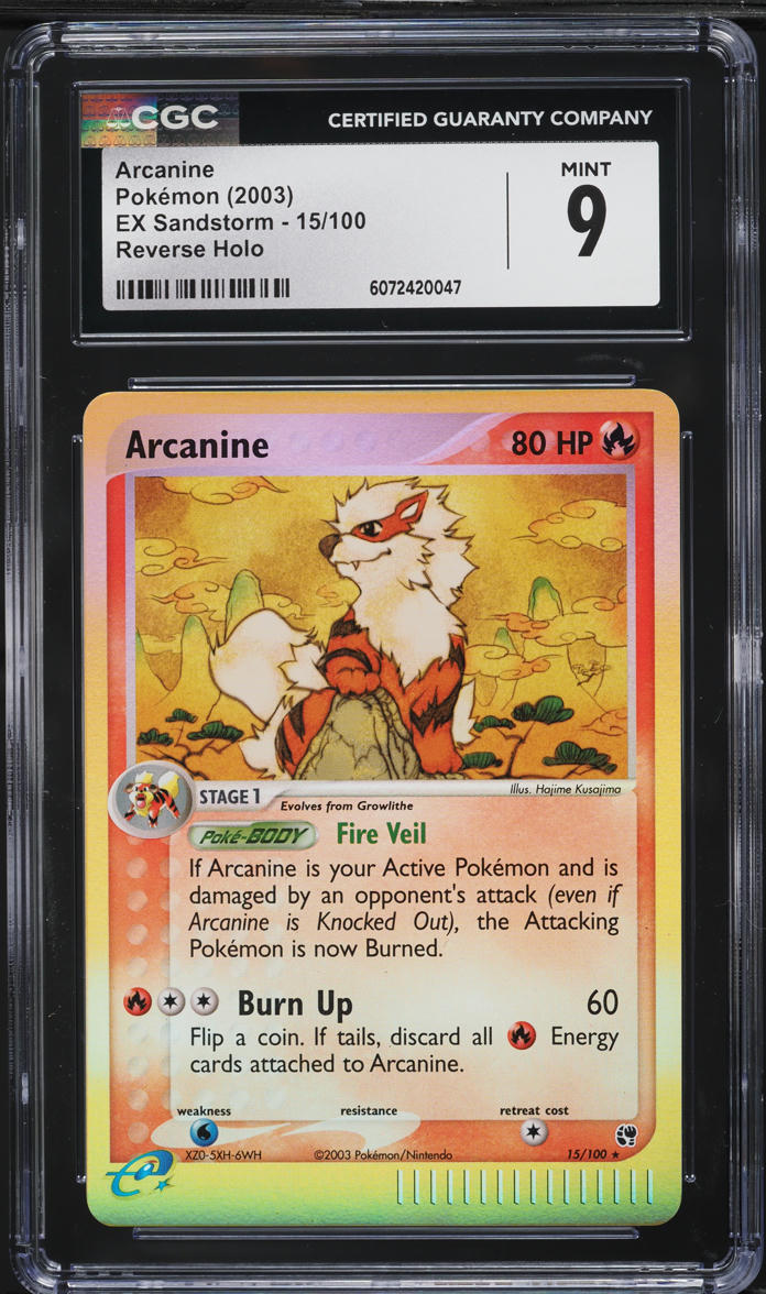 2003 Pokemon EX Sandstorm Reverse Holo Arcanine #15 CGC 9 MINT