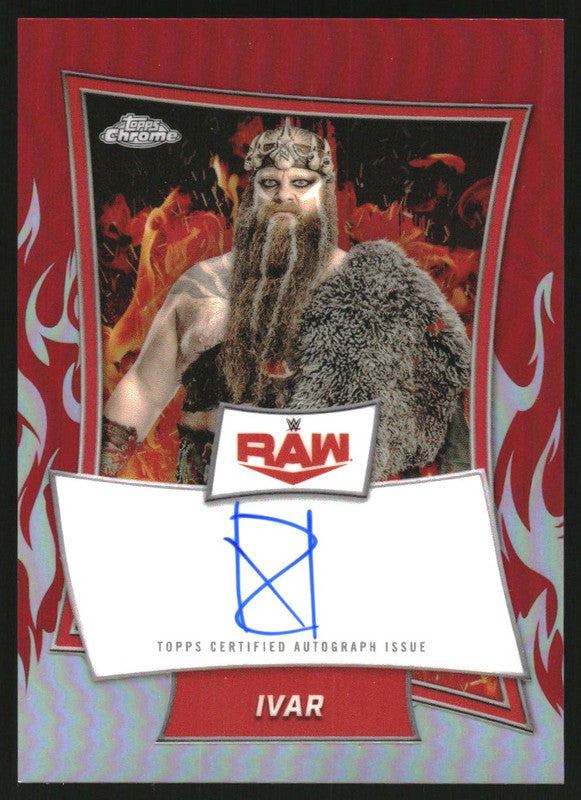 2025 Topps Chrome WWE Red Brand Autographs Red Refractors Ivar Auto /5