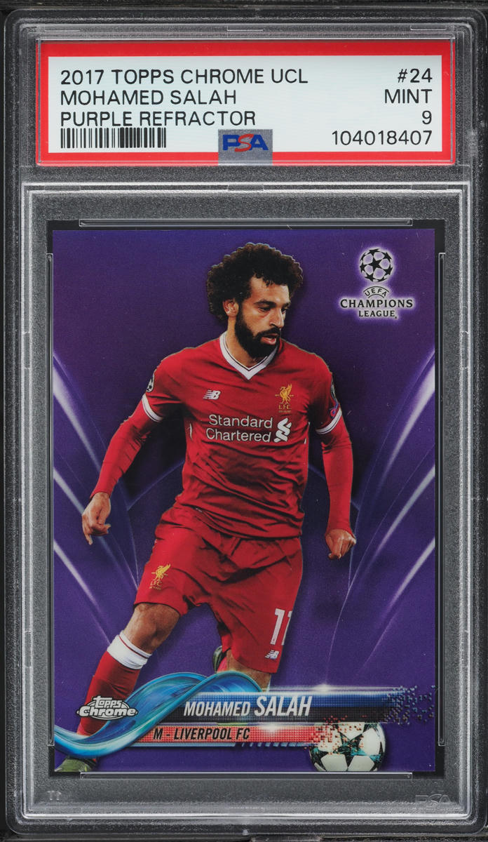 2017 Topps Chrome UEFA Purple Refractor Mohamed Salah /250 #24 PSA 9 MINT