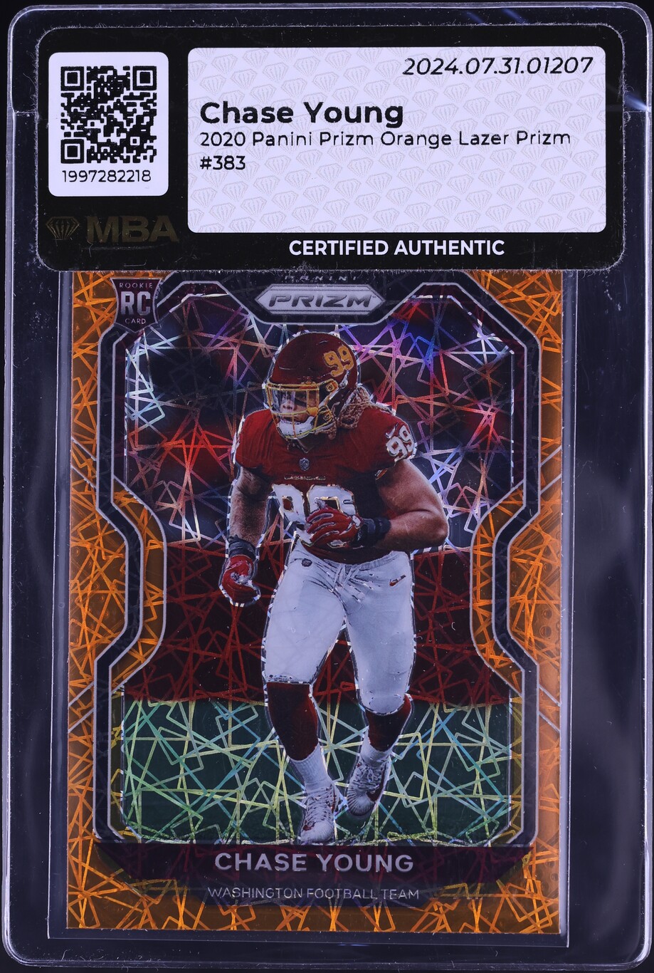 2020 Panini Prizm Orange Lazer Chase Young ROOKIE #383 MBA AUTH