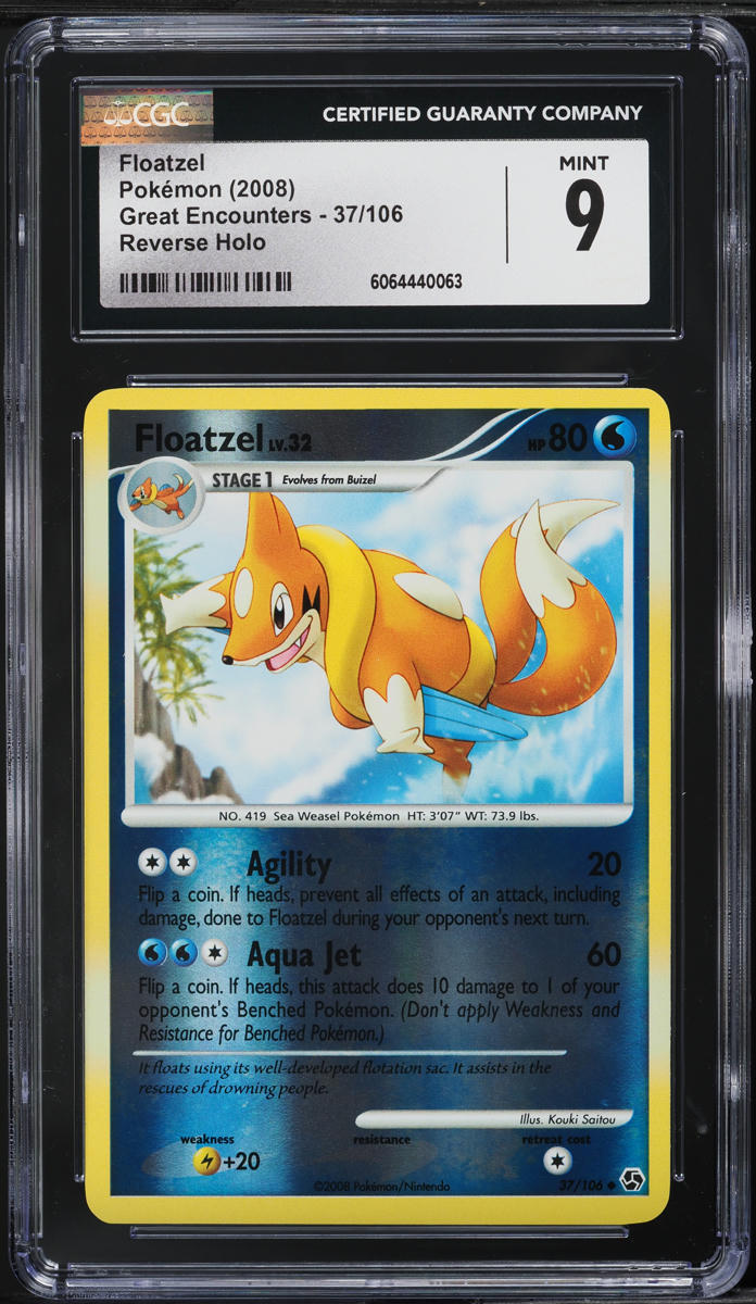 2008 Pokemon DP Great Encounters Reverse Holo Floatzel #37 CGC 9 MINT