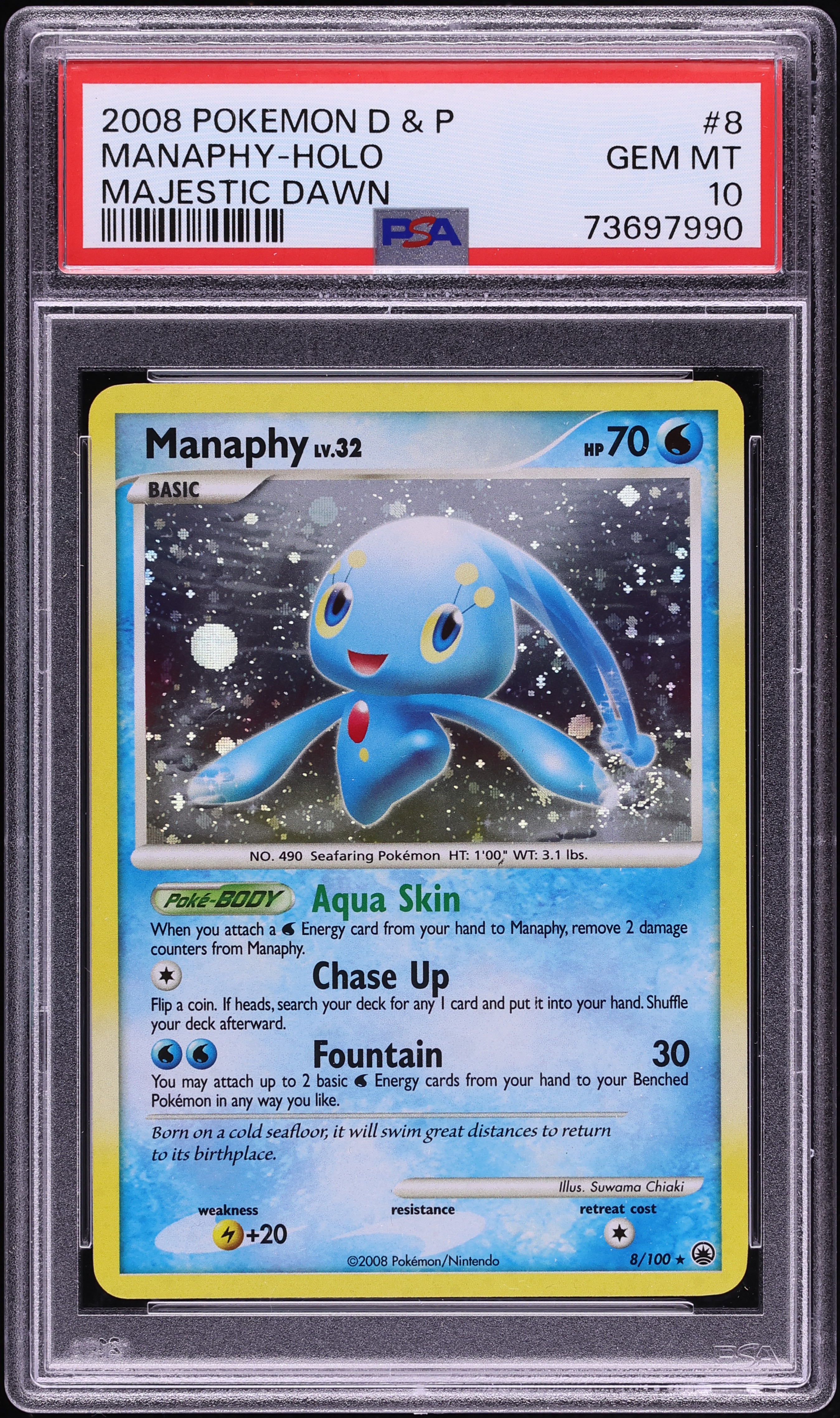 2008 Pokemon Diamond & Pearl Majestic Dawn Holo Manaphy #8 PSA 10 GEM MINT