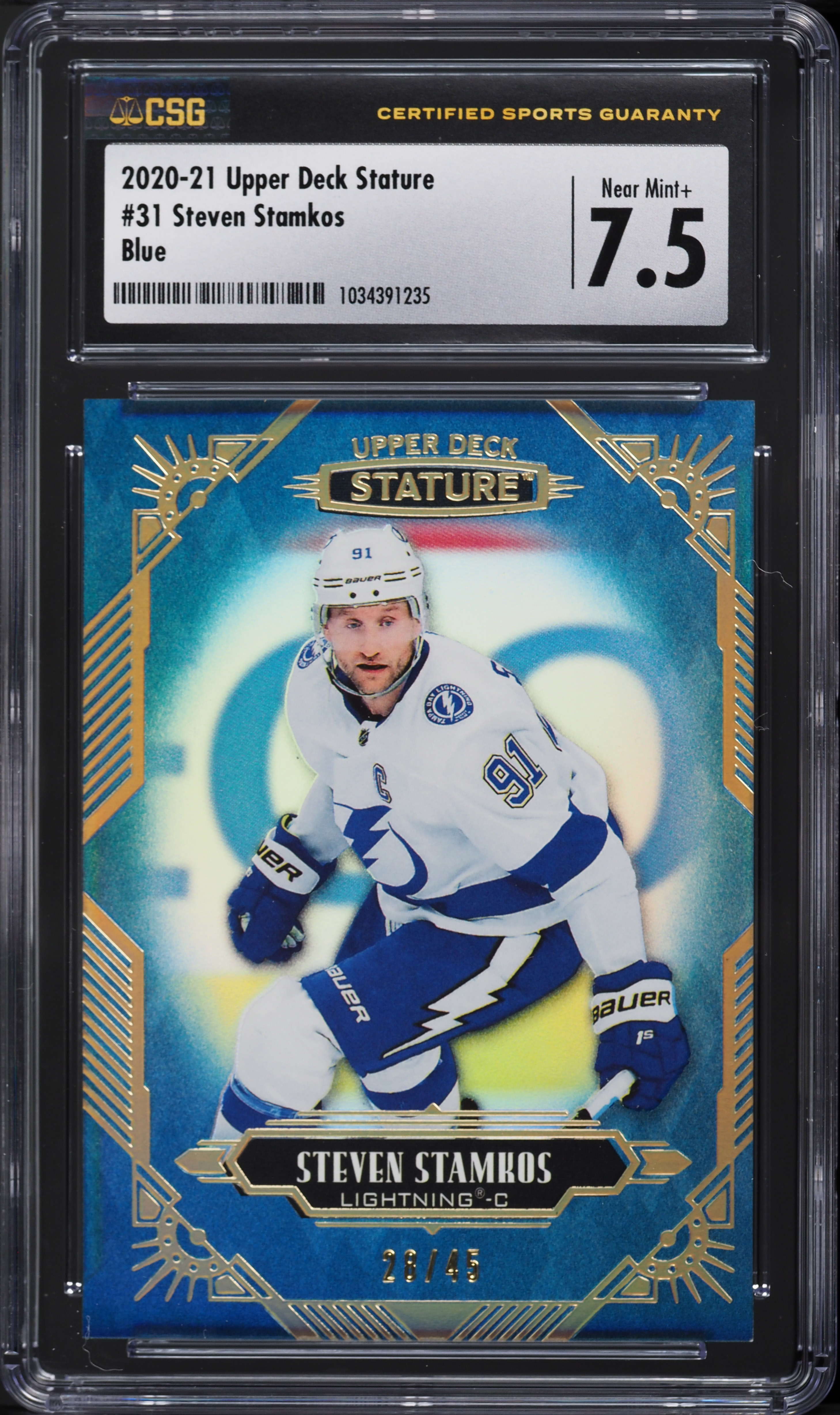 2020 Upper Deck Stature Blue Steven Stamkos /45 #31 CSG 7.5 NRMT+