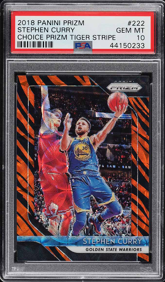 2018 Panini Prizm Choice Tiger Stripe Prizms Stephen Curry SP #98 PSA 10