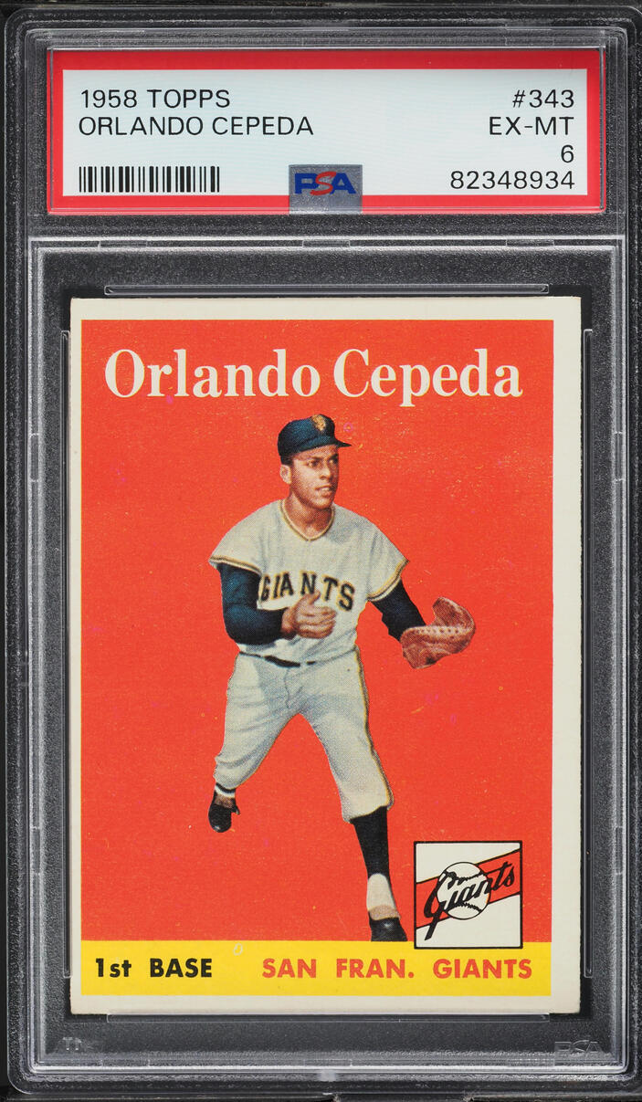 1958 Topps Orlando Cepeda ROOKIE #343 PSA 6 EXMT