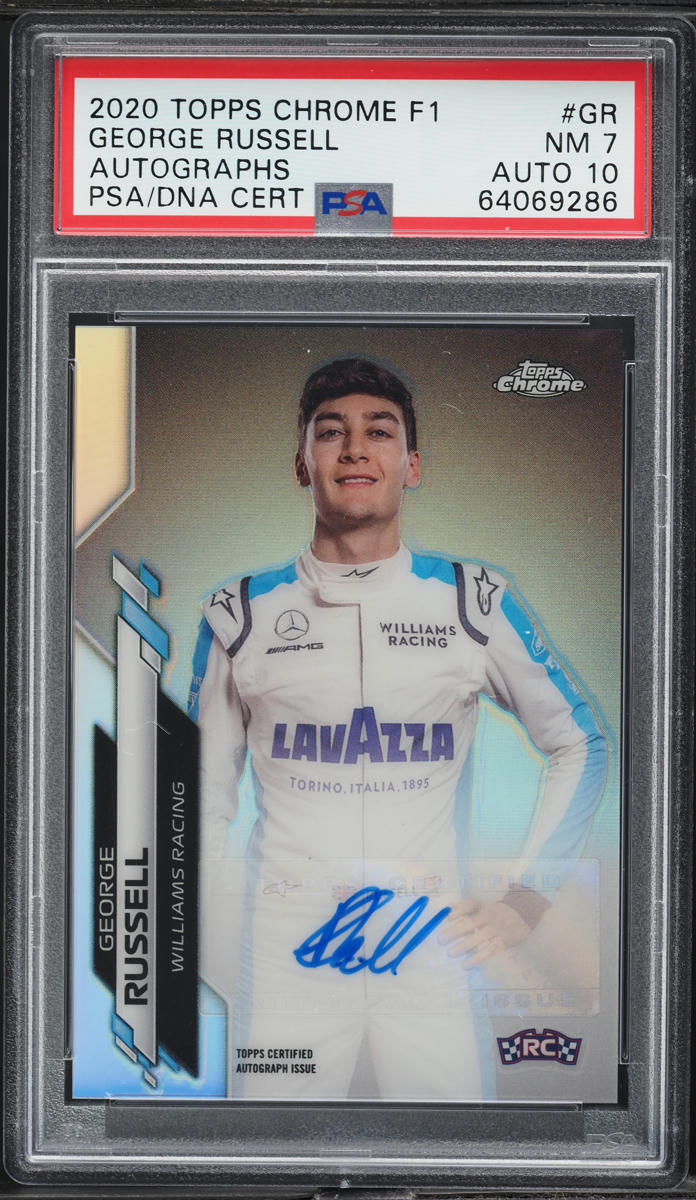 2020 Topps Chrome Formula 1 F1 George Russell ROOKIE AUTO DNA 10 /84 #GR PSA 7
