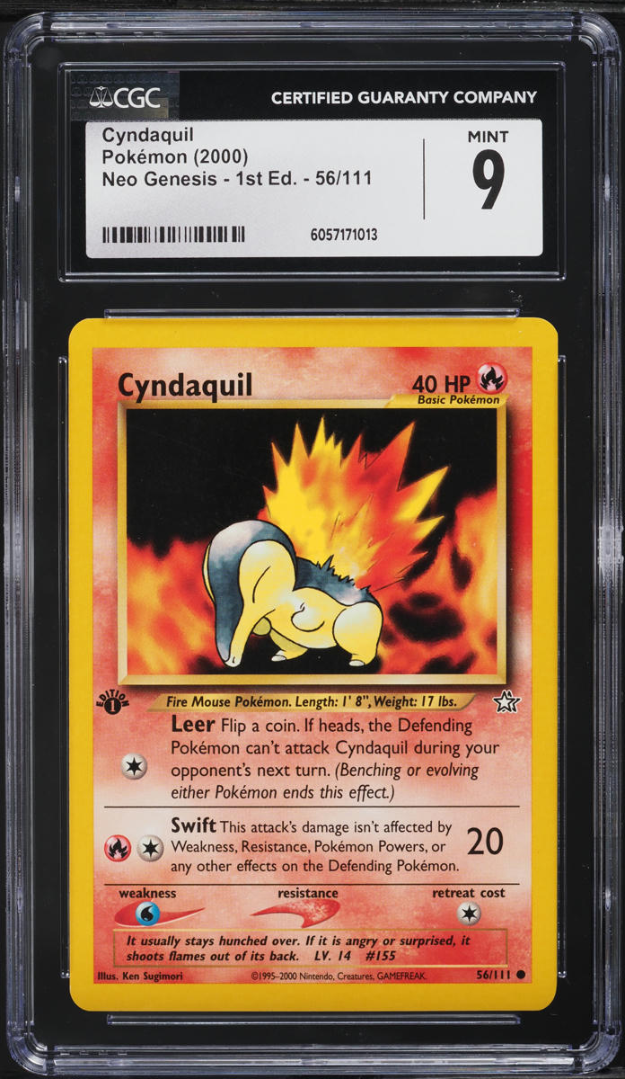 2000 Pokemon Neo Genesis 1st Edition Cyndaquil #56 CGC 9 MINT