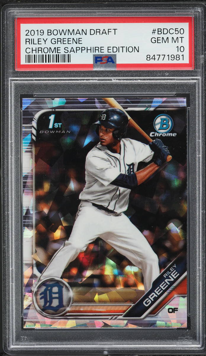 2019 Bowman Chrome Draft Sapphire Riley Greene PROSPECT #BDC-50 PSA 10 GEM MINT