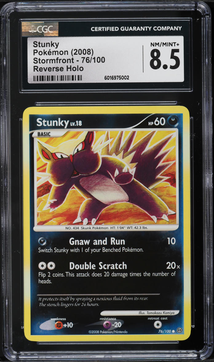 2008 Pokemon Diamond & Pearl Stormfront Reverse Holo Stunky #76 CGC 8.5 NM-MT+