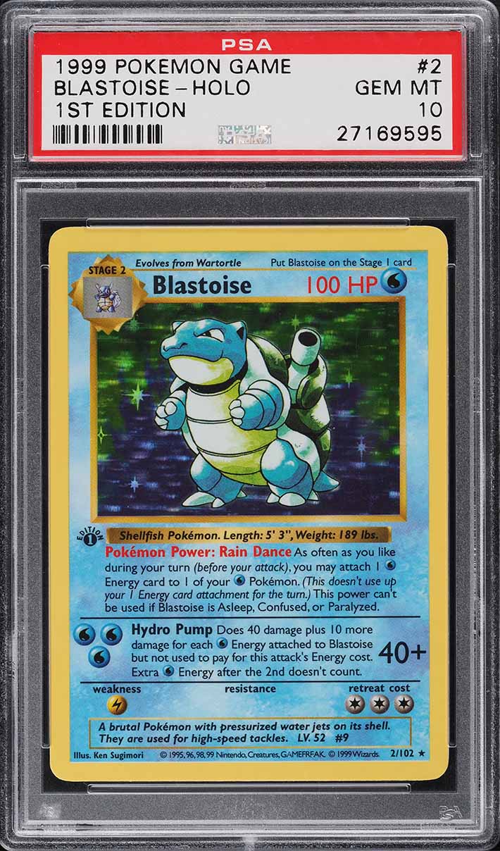 1999 Pokemon Base Set Shadowless 1st Edition Holo Blastoise #2 PSA 10 GEM MINT