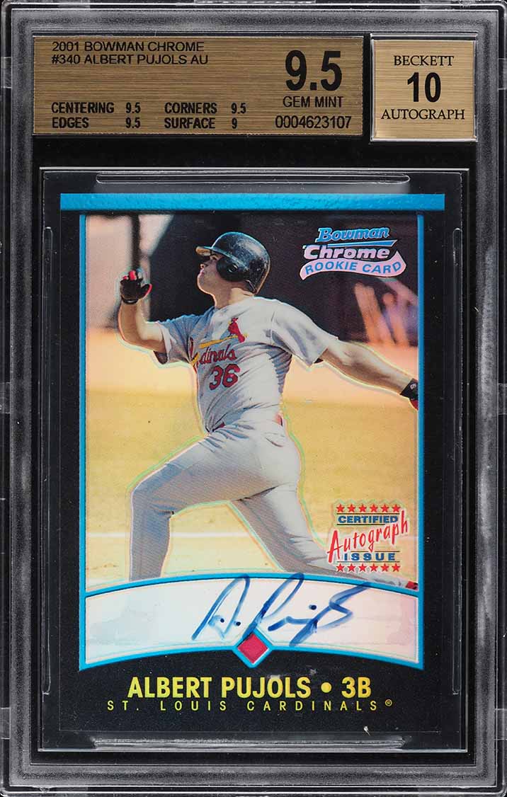 2001 Bowman Chrome Refractor Albert Pujols ROOKIE AUTO /500 #340 BGS 9.5