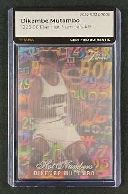 1995 Flair Hot Numbers Dikembe Mutombo #9 MBA AUTH