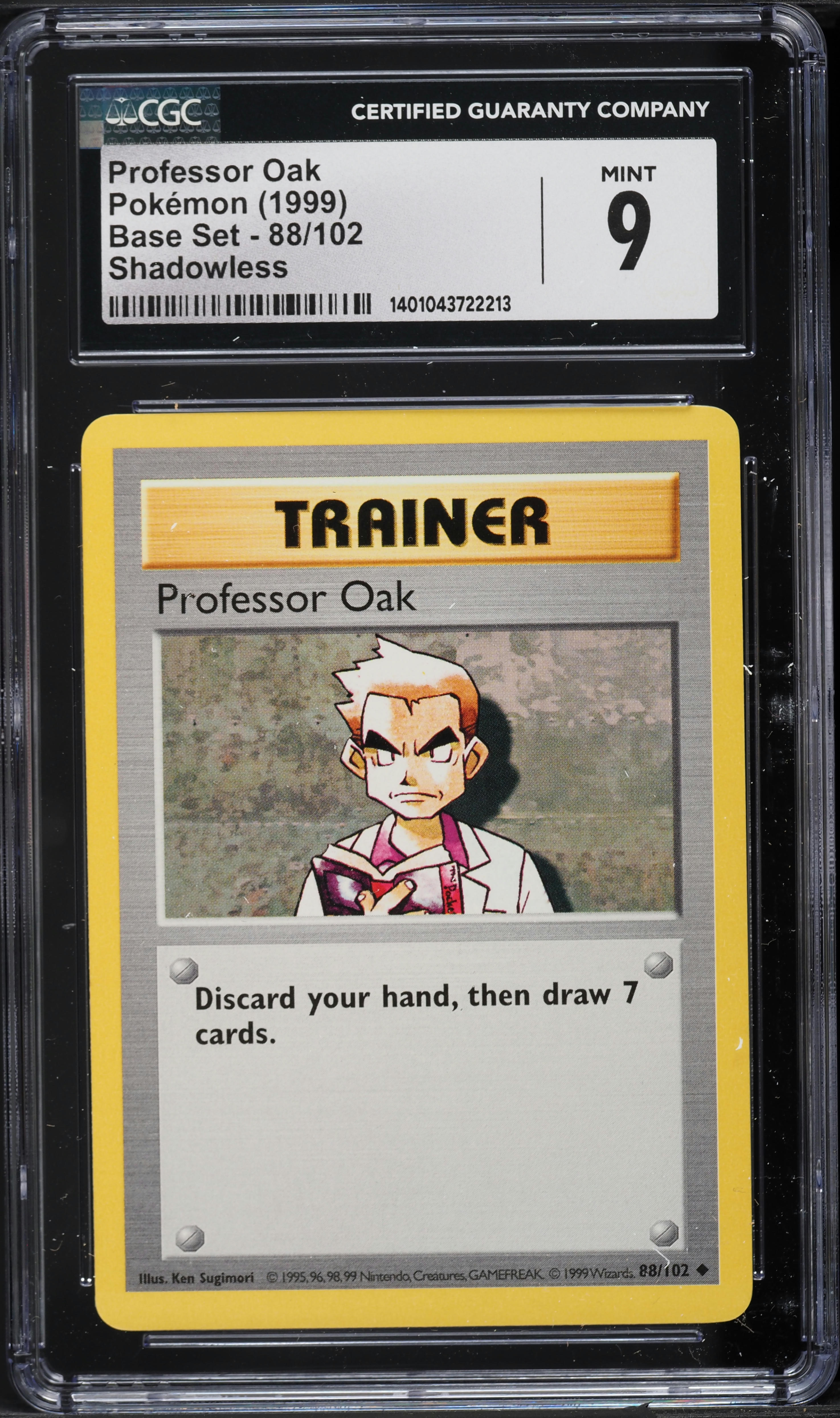 1999 Pokemon Base Set Shadowless Professor Oak #88 CGC 9 MINT