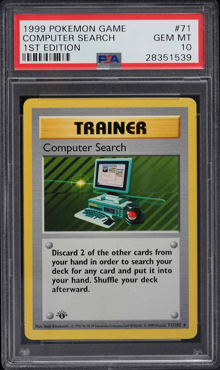 1999 Pokemon Base Set Shadowless 1st Edition Computer Search #71 PSA 10 GEM MINT