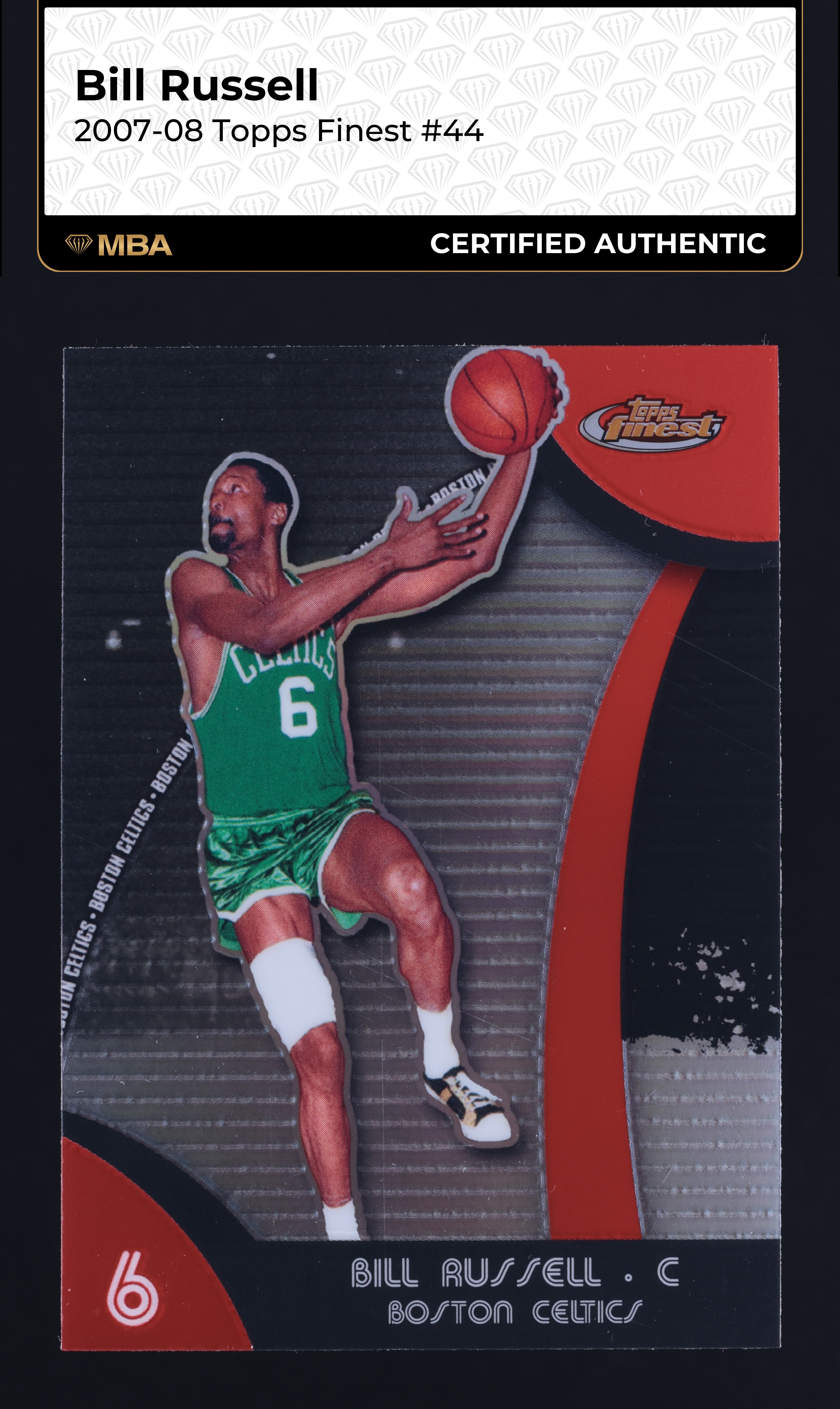 2007 Finest Refractor Bill Russell #44 MBA AUTH