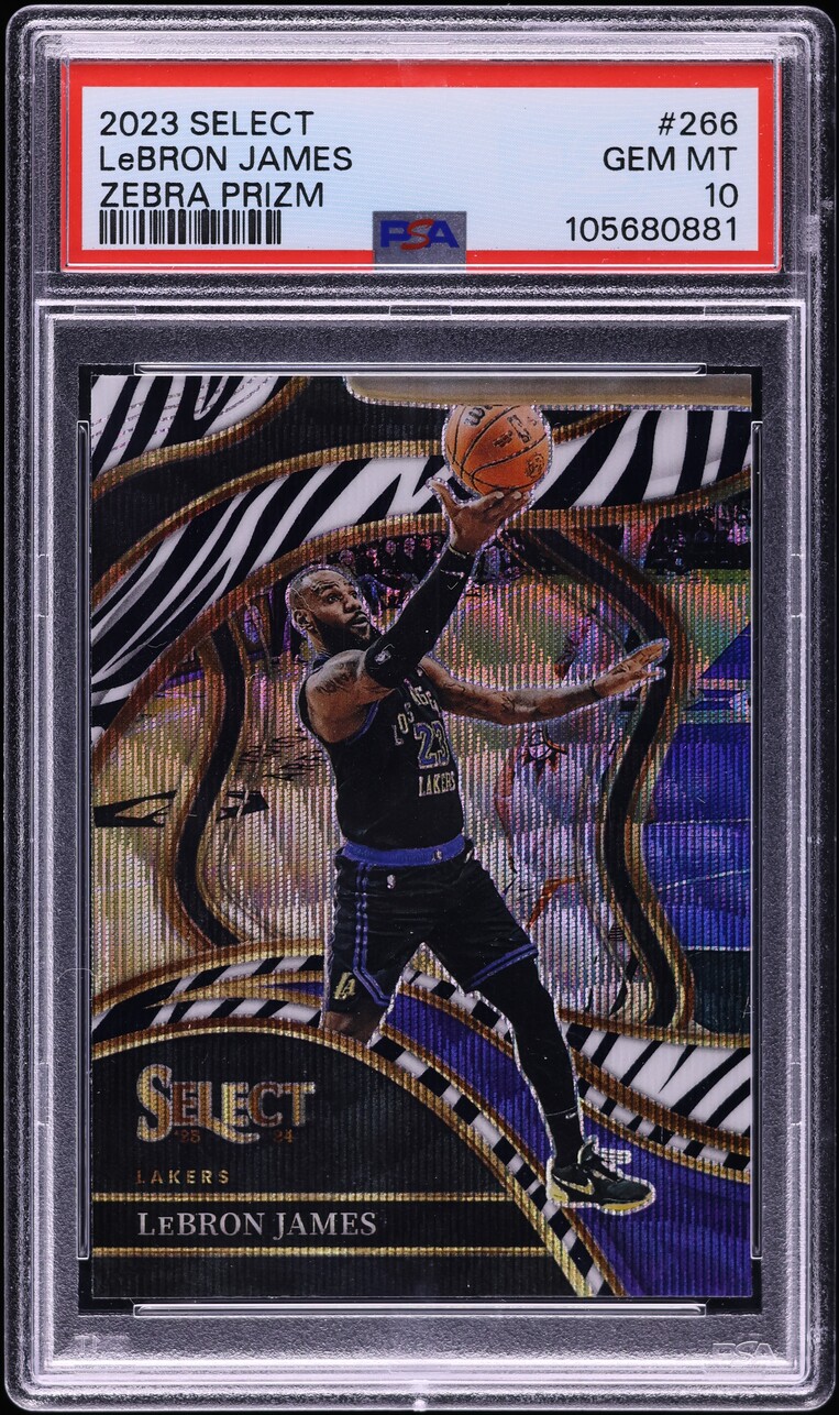 2023 Select Courtside Zebra Prizm LeBron James #266 PSA 10 GEM MINT