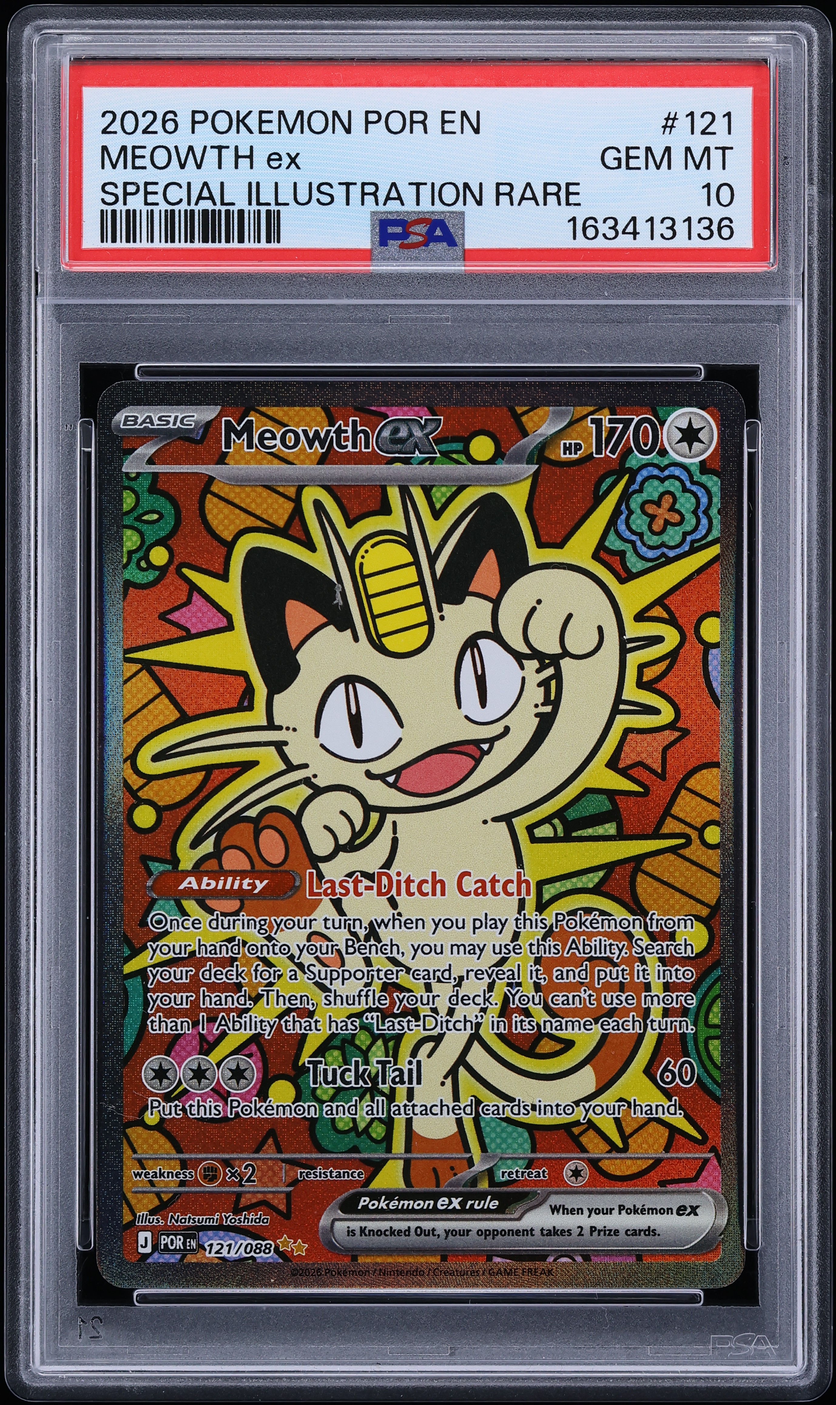 2026 Pokemon Mega Evolution Perfect Order SIR Meowth EX #121 PSA 10 GEM MINT