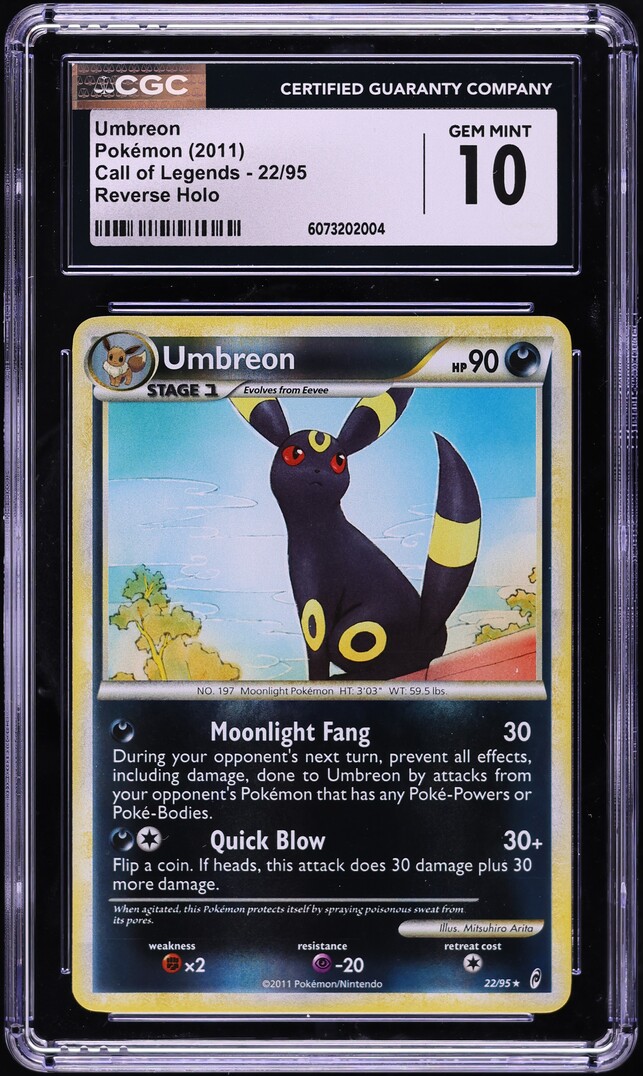 2011 Pokemon Call Of Legends Reverse Holo Umbreon #22 CGC 10 GEM MINT