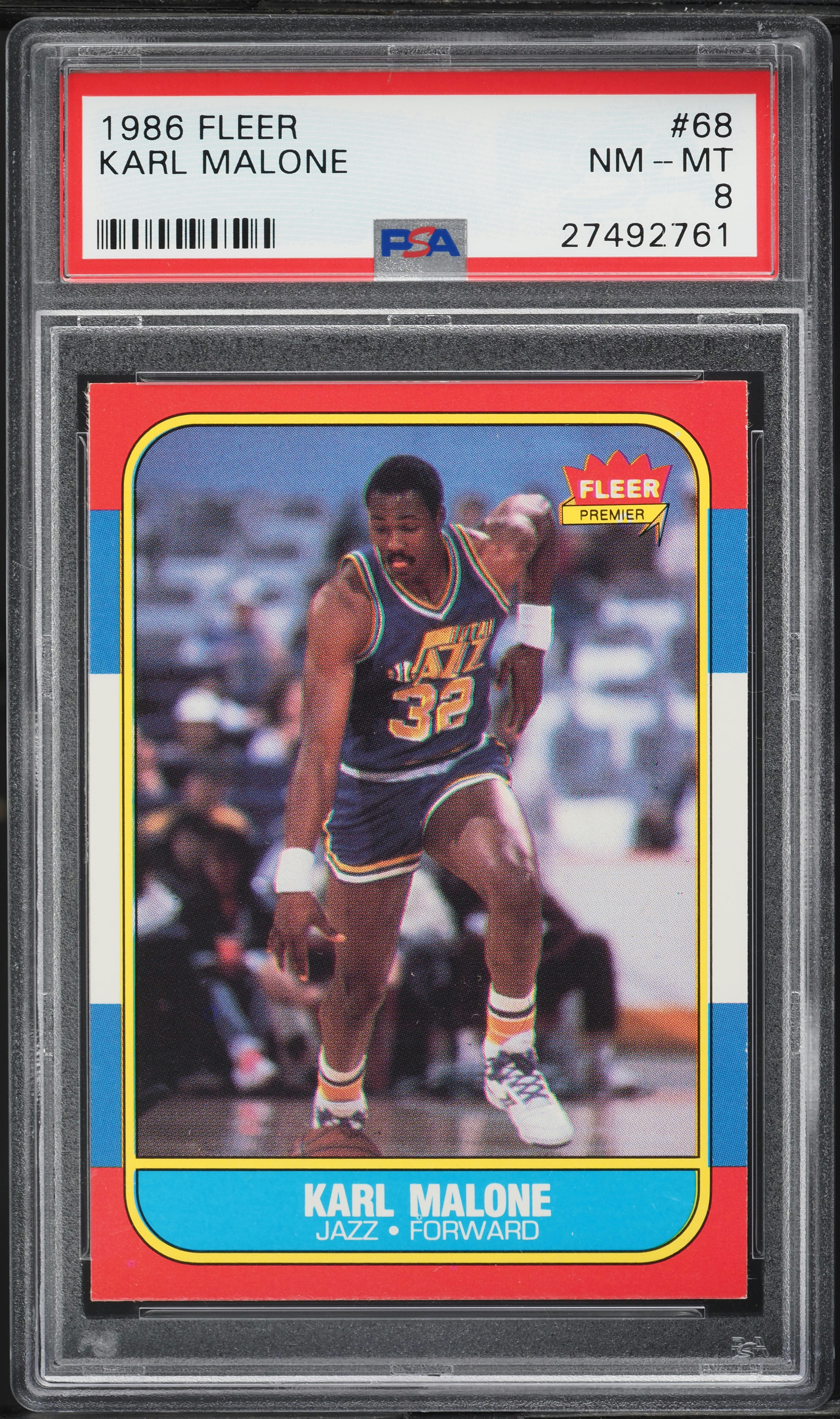 1986 Fleer Basketball Karl Malone ROOKIE #68 PSA 8 NM-MT