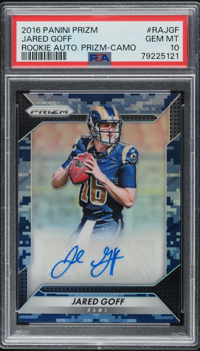 2016 Panini Prizm Camo Jared Goff ROOKIE AUTO /25 #RA-JGF PSA 10 GEM MINT