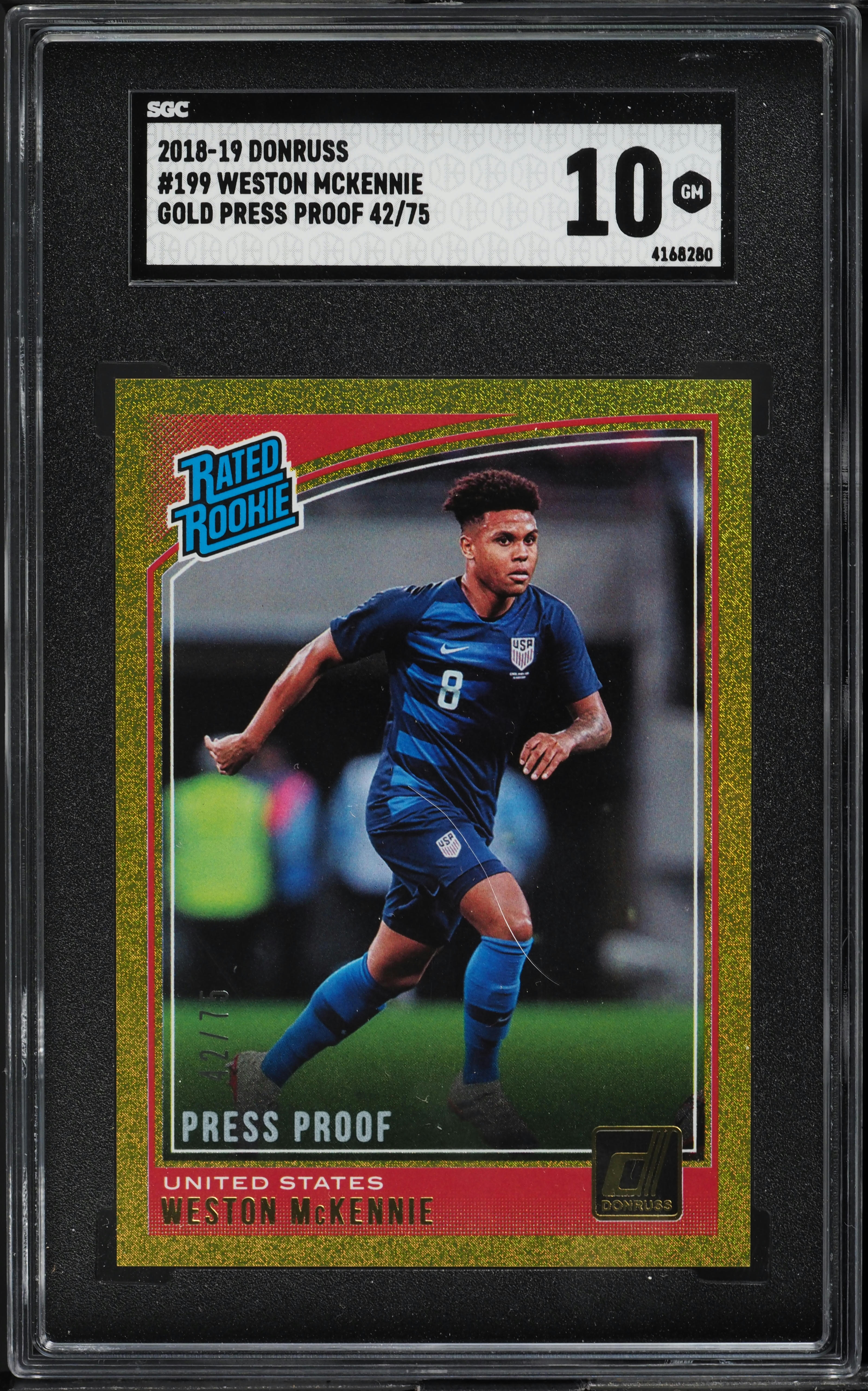 2018 Donruss Gold Press Proof Weston Mckennie ROOKIE /75 #199 SGC 10 GEM MINT