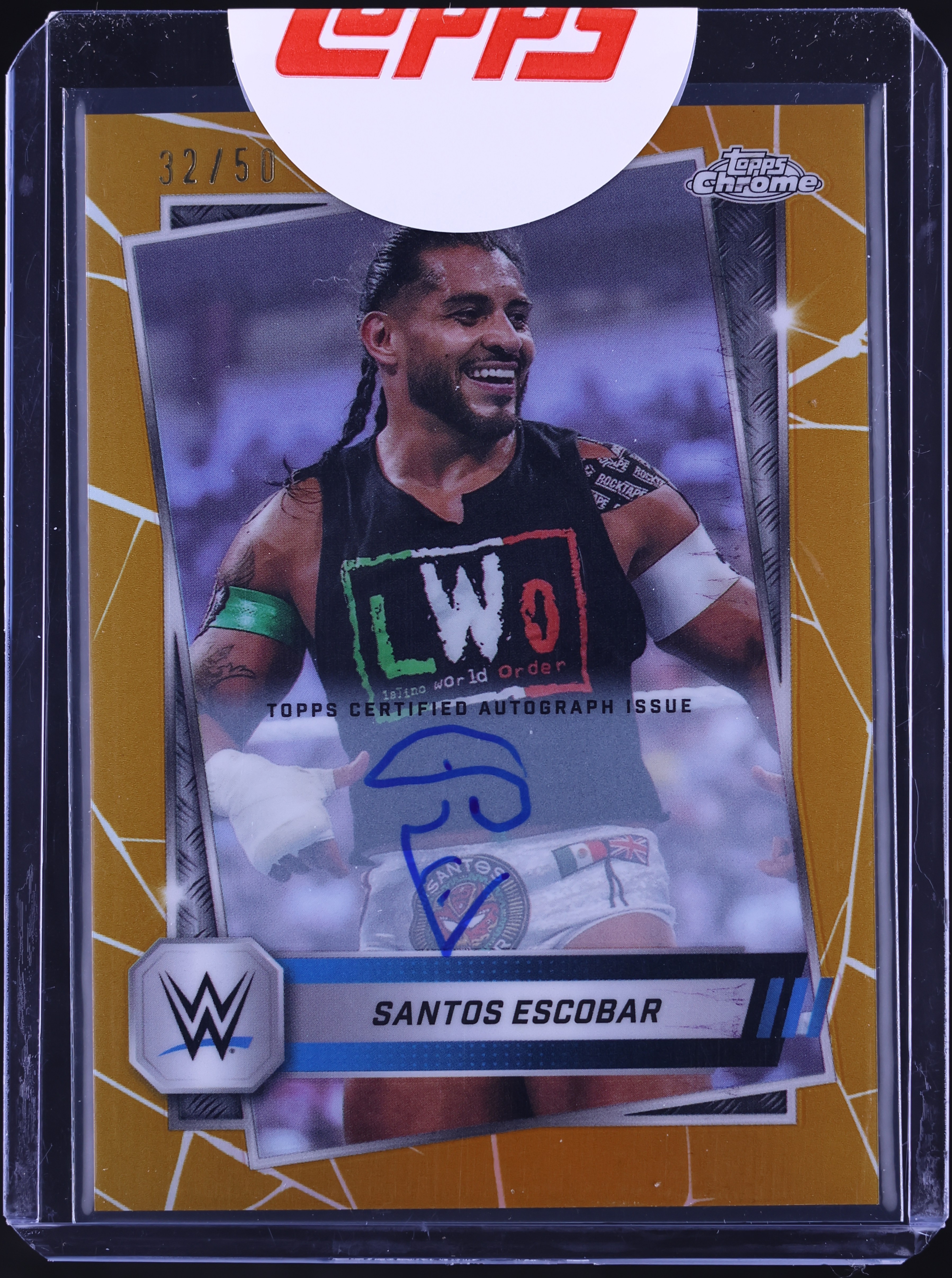2025 Topps Chrome WWE Gold Refractor Santos Escobar AUTO /50 #CLA-ES