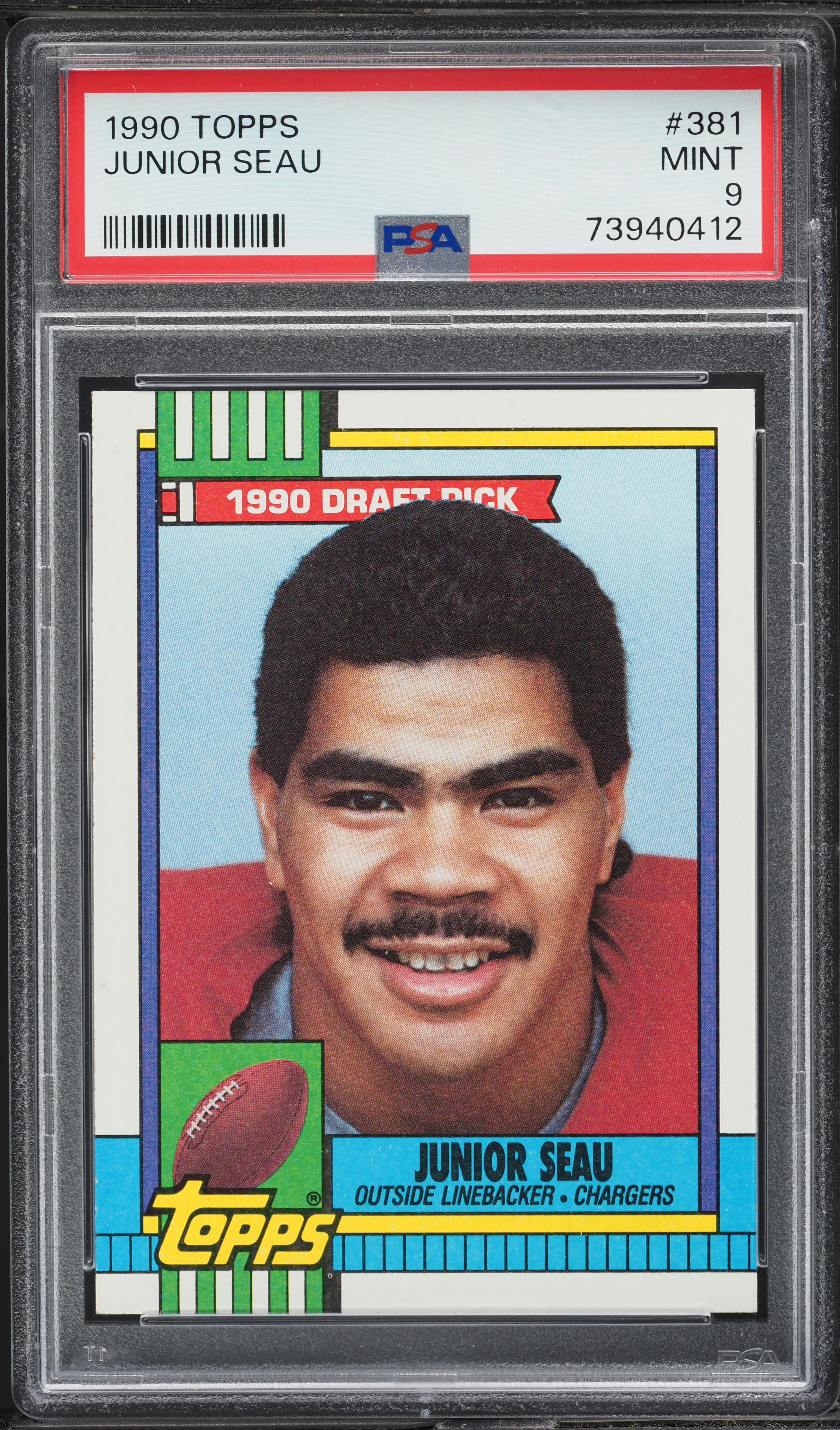 1990 Topps Football Junior Seau ROOKIE #381 PSA 9 MINT