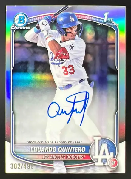 2025 Bowman Chrome Autographs Refractor #CPA-EQ Eduardo Quintero RC Auto /499