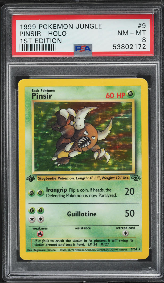 1999 Pokemon Jungle 1st Edition Holo Pinsir #9 PSA 8 NM-MT
