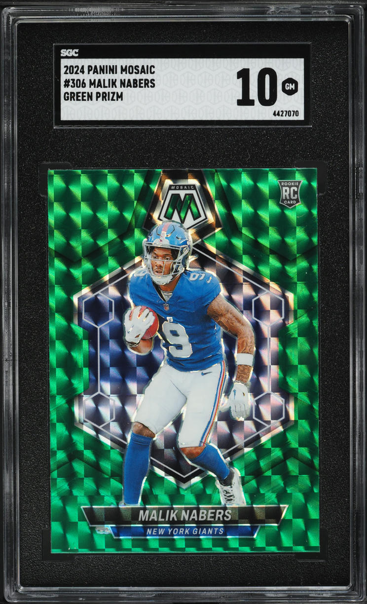 2024 Panini Mosaic Green Prizm Malik Nabers ROOKIE #306 SGC 10 GEM MINT