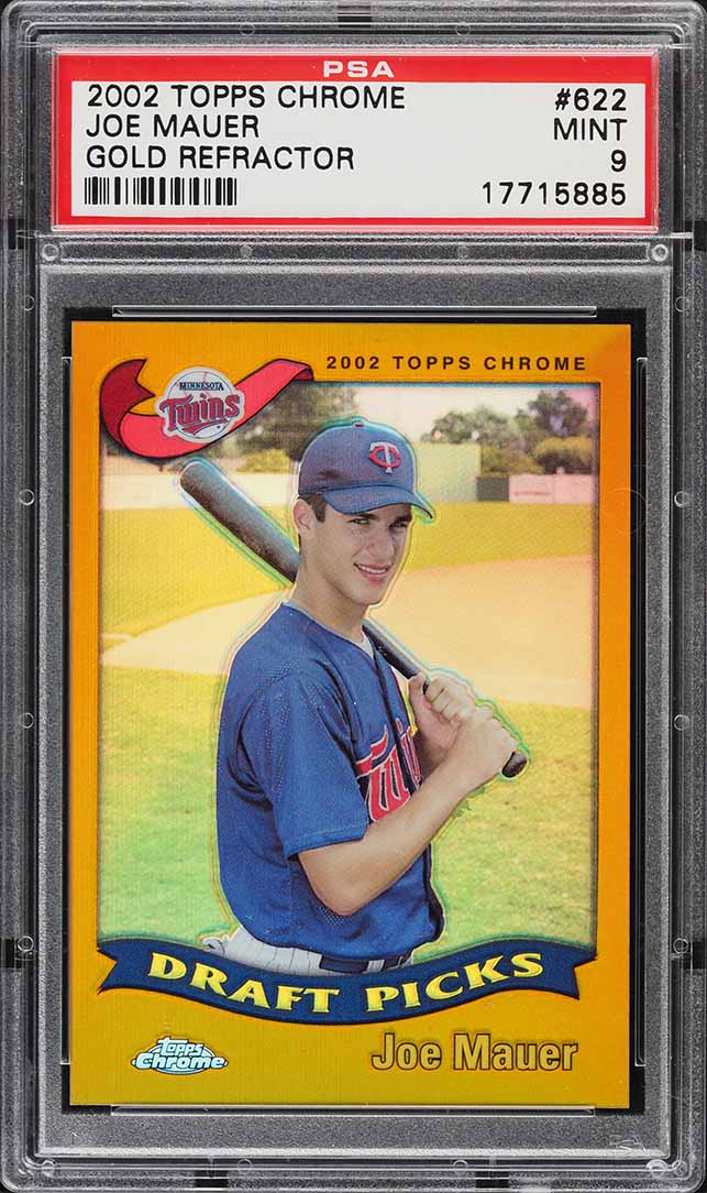 2002 Topps Chrome Gold Refractor Joe Mauer ROOKIE RC #622 PSA 9 MINT