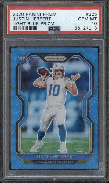 2020 Panini Prizm Prizm Light Blue #325 Justin Herbert RC PSA 10