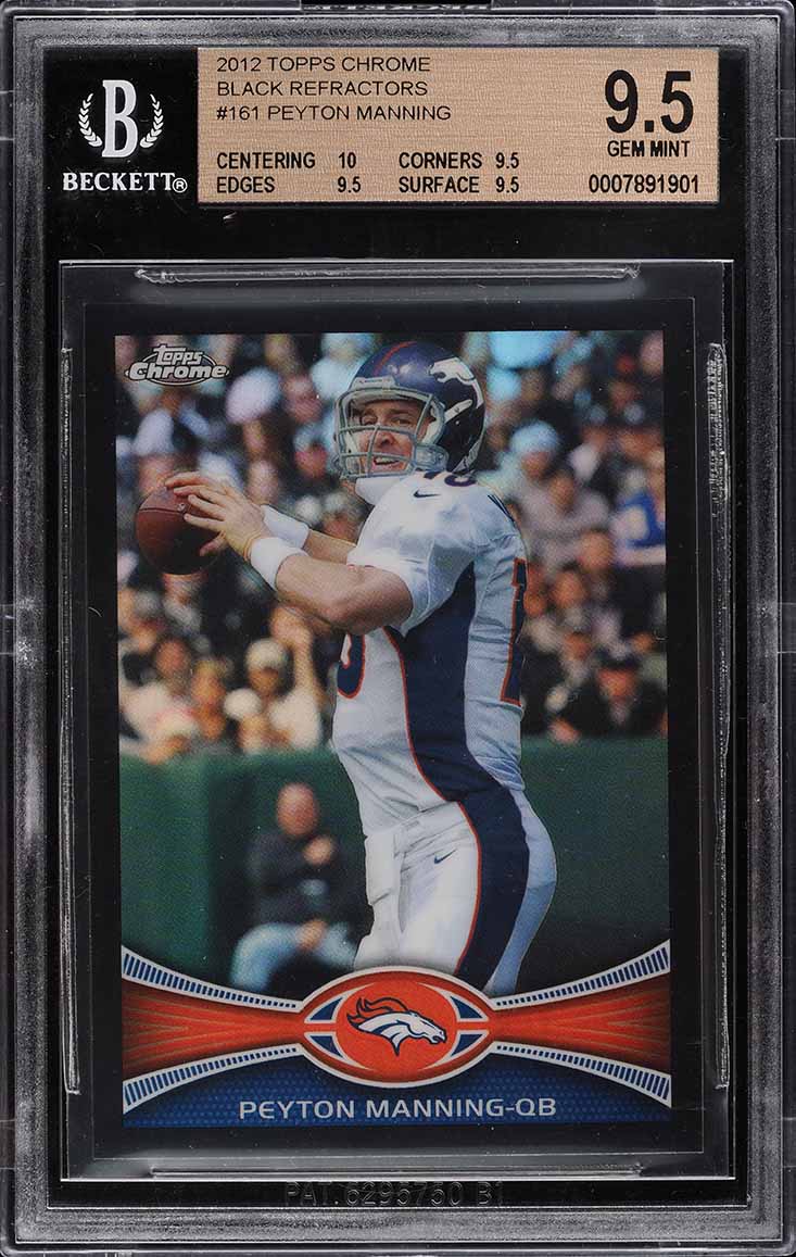 2012 Topps Chrome Black Refractor Peyton Manning /299 #161 BGS 9.5 GEM MINT