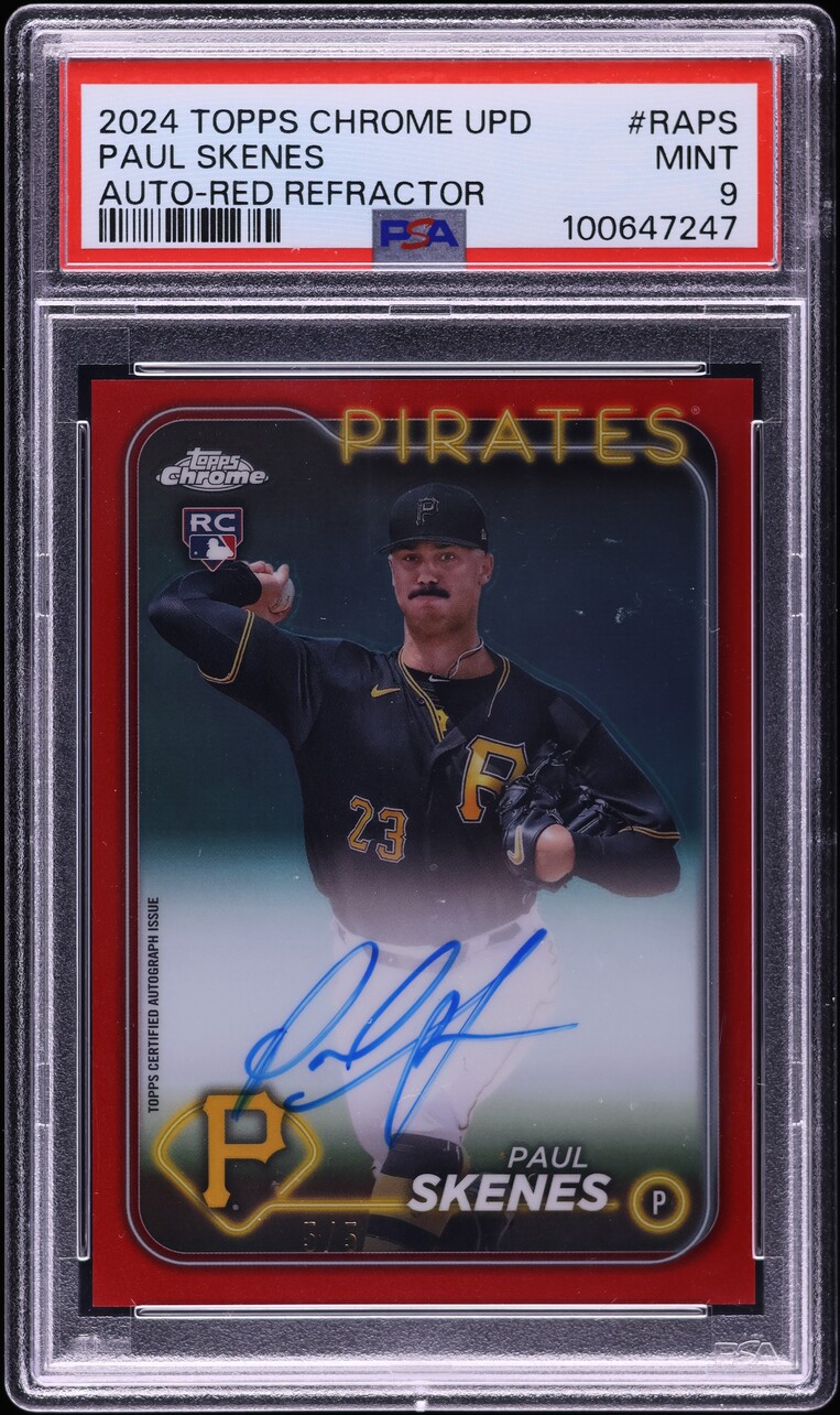 2024 Topps Chrome Update Red Refractor Paul Skenes ROOKIE AUTO 5/5 #RAPS PSA 9