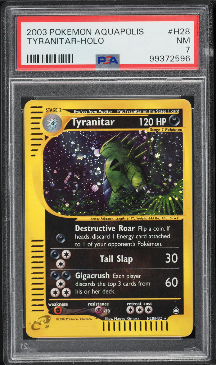 2003 Pokemon Aquapolis Holo Tyranitar #H28 PSA 7 NRMT