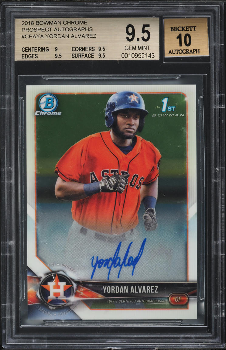 2018 Bowman Chrome Yordan Alvarez ROOKIE AUTO #CPAYA BGS 9.5 GEM MINT