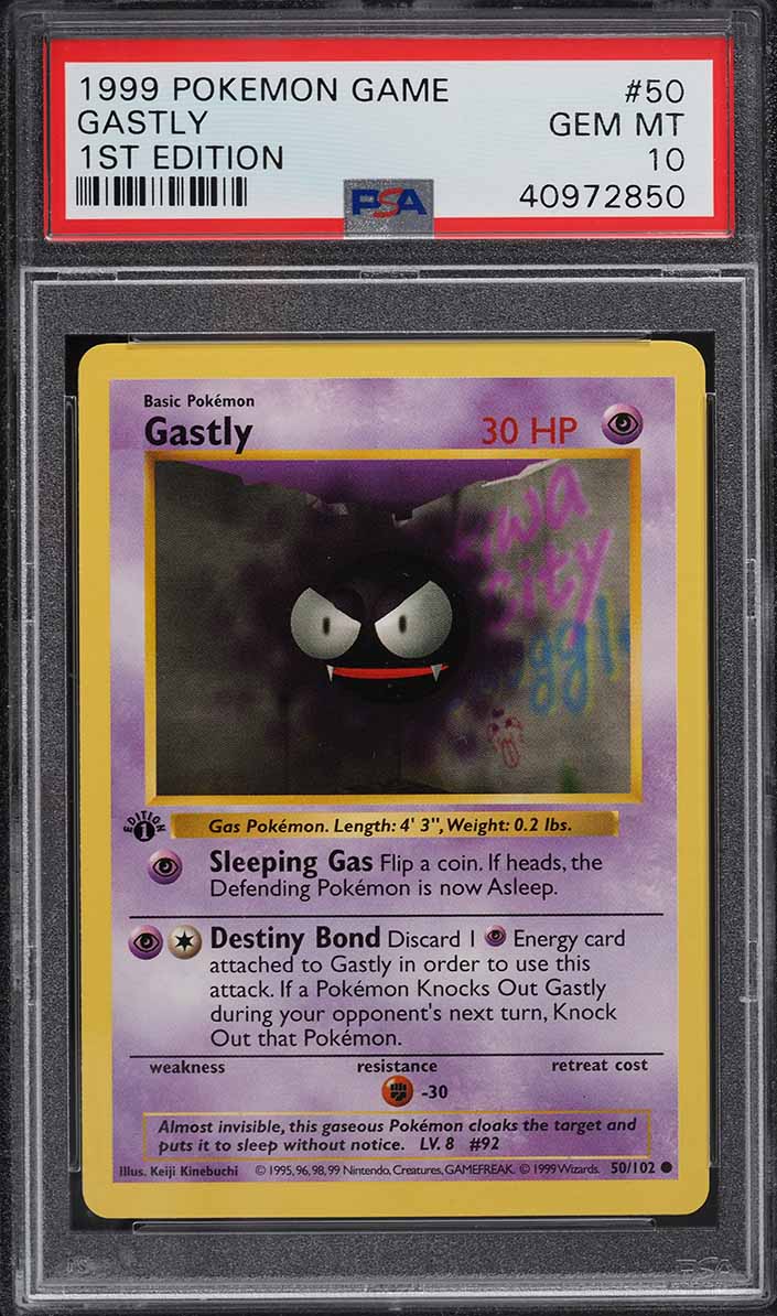 1999 Pokemon Base Set Shadowless 1st Edition Gastly #50 PSA 10 GEM MINT
