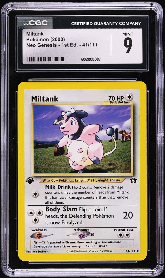 2000 Pokemon Neo Genesis 1st Edition Miltank #41 CGC 9 MINT