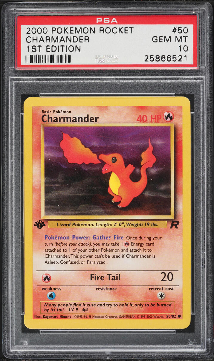 2000 Pokemon Team Rocket 1st Edition Charmander #50 PSA 10 GEM MINT