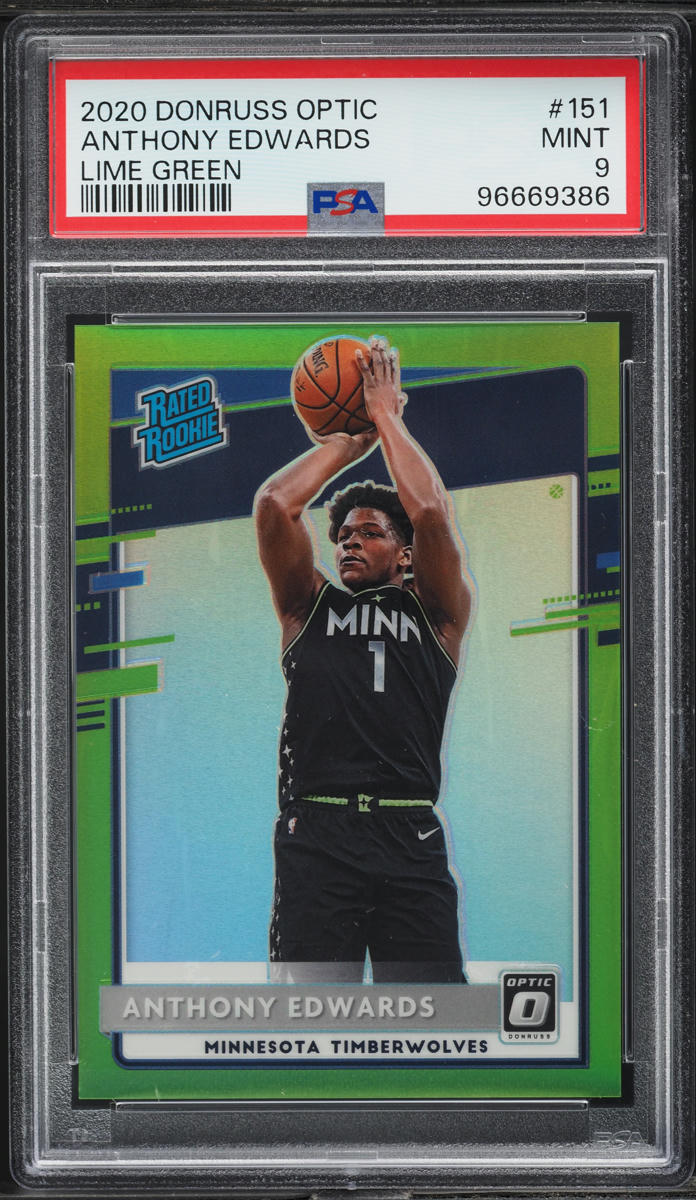 2020 Donruss Optic Lime Green Anthony Edwards ROOKIE /149 #151 PSA 9 MINT